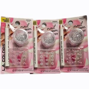 NWT 》3×《 LA COLORS NAIL ART GEMS KITS: CANDY, BOWS, & SNOWFLAKES!